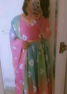 Multicolor Anarkali Top And Duppata