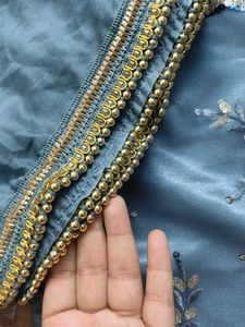 Blue Embroidered Indian Suit
