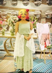 Sea Green Top Skirt For Ladies