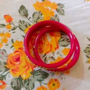 Red &amp; Gold Floral Bangles