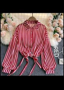Striped Tie-Front Blouse