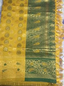 Elegant Green &amp; Gold Saree