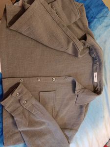 Casual Gray Long Sleeve crop Shirt jacket