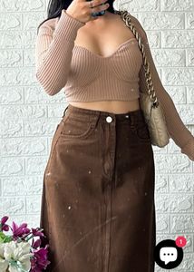 BROWN DENIM SKIRT