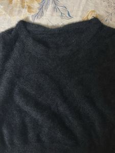Cozy Black Wool Crop Top | Warm &amp; Stylish | Lightl
