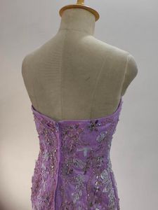 Lavender Floral Lace Formal Gown