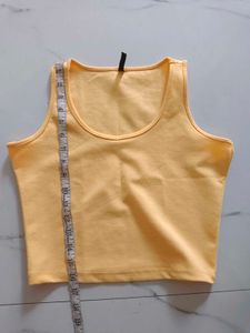 Solid Trendy Crop Top Yellow