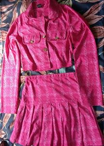 Pink Plaid Skirt And Top Co-ord Set