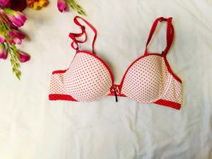🇳🇿💫💗 Polka Dot White Red Bra