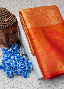 Orange Banarasi Silk Saree