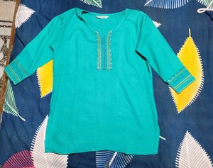 Teal Embroidered Tunic Top