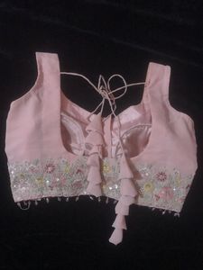 LIGHT PINK  EMBROIDED SAREE WITH BLOUSE AND PATICO
