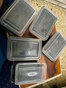 Plastic Black Food Containers - Set of 5