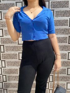 Blue Knit Top
