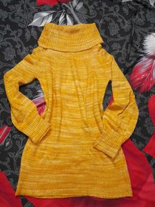 Cozy Mustard Knit Sweater Dress