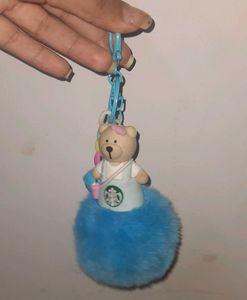 Starbucks Bear Fluffy Keychain+bagcharm