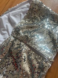 Pretty Sequin Bling Silver Party Shein Crop Top