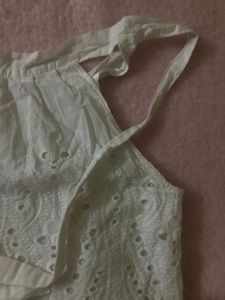 White Embroidered Tie-Back Top