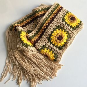 Sunflower Crochet Blanket Scarf