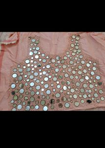 Mirror Work Unstitched Lehenga Choli &amp; Dupatta