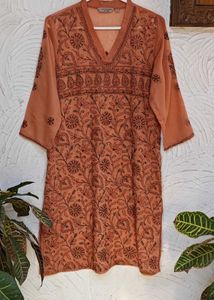 🧱 Brick Colour (Unique Shade) Chikankari Kurta