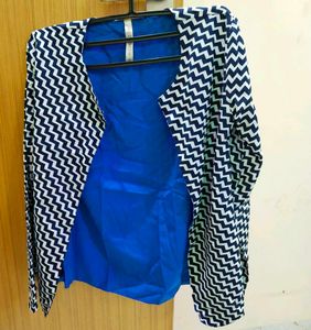 Chevron Print Open Front Blazer