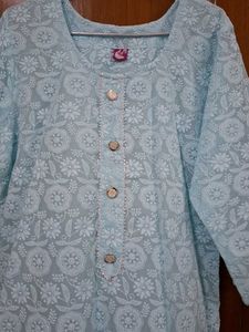 Light Blue Embroidered Kurti
