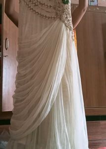 Elegant Ivory Embellished Gown With Beautiful Work