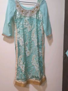 Aqua Embroidered Salwar Kameez Suit