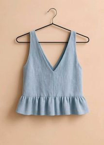Light Blue Peplum Tank Top