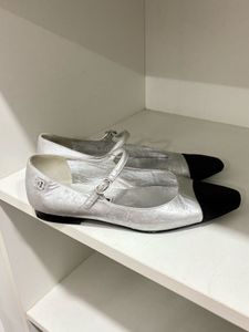 Chanel Silver Mary Jane Flats
