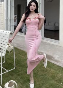 Floral Pink Bodycon Midi Dress