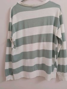 &#34;Korean Sage Striped Oversized Sweatshirt