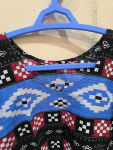 Blue, black and red Sambalpuri design kurti