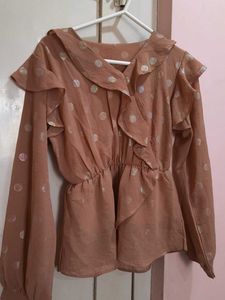 Ruffled Polka Dot Top(M)