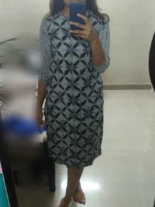 Printed Grey Kurta