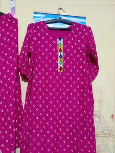 Pink Printed Kurti Set