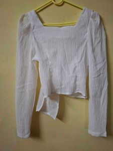 Chic White Tie-Front Top