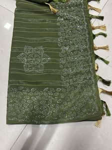 Elegant Olive Green Saree