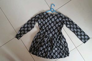 Black floral printed tunic kurta
