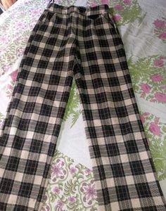 Checked Wide Leg Pants