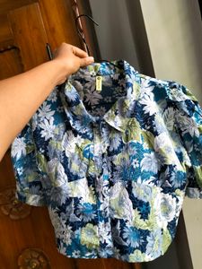Floral Print Crop Shirt