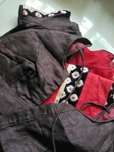 Red Saree With Dark Brown Border... Navratri Sale