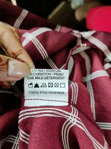 Maroon Checks Dress (Women&#39;s)