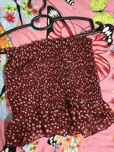 Beautiful Flower Print Maroon Top