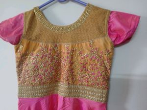 Pink & Gold Anarkali Dress