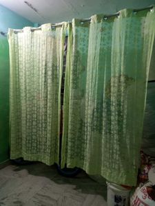 Like New Parrot Green Net Curtains Set Of 2