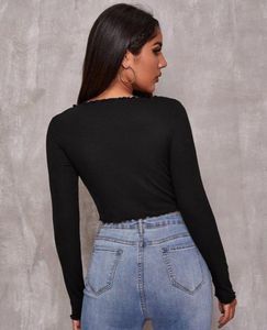 Chic Black Long Sleeve Crop Top