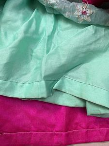 Pastel Green Lehenga Skirt With Pink Border 💖