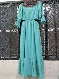 AND TEAL A-LINE DRESS